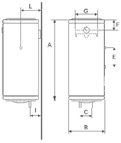 Poza Boiler electric BANDINI BRAUN SLIM - schema montaj (pentru dimensiuni vezi pliantul)