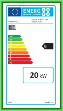 Poza Eticheta energetica centrala termica pe lemn din elementi de fonta VIADRUS U22D 20 kW